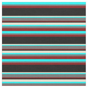 Tissu Cyan, Dim Grey, Maroon, Motif noir et beige