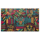 Tissu Cyan dynamique "Soleil et Pyramides éclipsés" Poly (Yard)