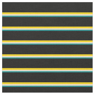 Tissu Cyan foncé, Beige, Jaune et Noir Motif