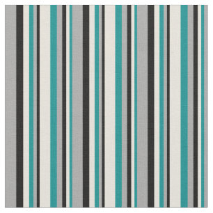 Tissu Cyan foncé, beige, noir et gris foncé