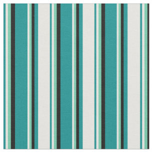 Tissu Cyan foncé, blanc, Aquamarine et lignes noires