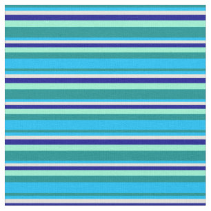 Tissu Cyan foncé, bleu ciel, beige, bleu foncé et aquama
