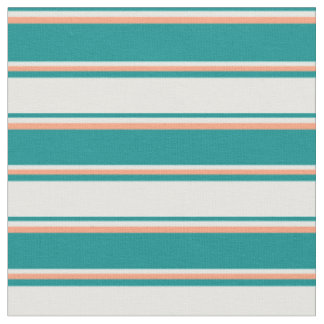 Tissu Cyan foncé, crème à la menthe et rayures Saumons l
