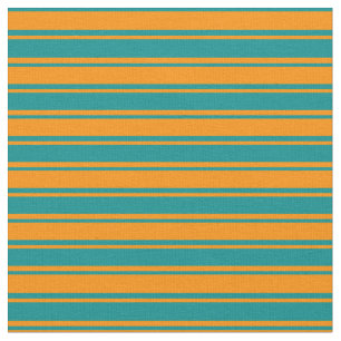 Tissu Cyan foncé et rayures de couleur orange foncé
