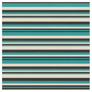 Tissu Cyan foncé, noir & brun Motif des rayures
