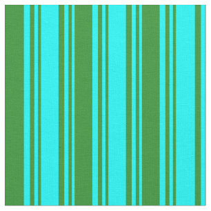 Tissu Cyan & Forest Green Linked Motif