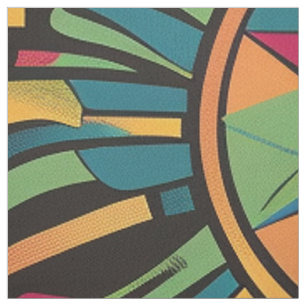 Tissu Cyan luxueux "Eclipsed Suns and Pyramids" Tissé