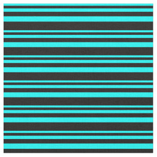 Tissu Cyan & Noir Couleur Linu/Motif rayé