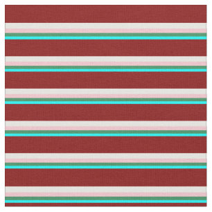 Tissu Cyan, Sea Green, rose, blanc et marron