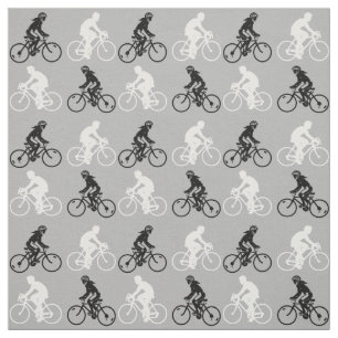 Tissu Cyclistes Silhouette Motif noir blanc
