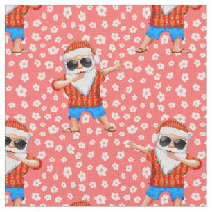 Tissu Dabbing Beach Santa Claus dans une chemise Aloha T