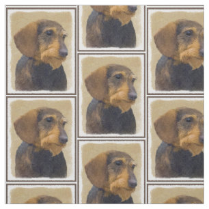 Tissu Dachshund (À poils durs) Peinture Dog Art origina