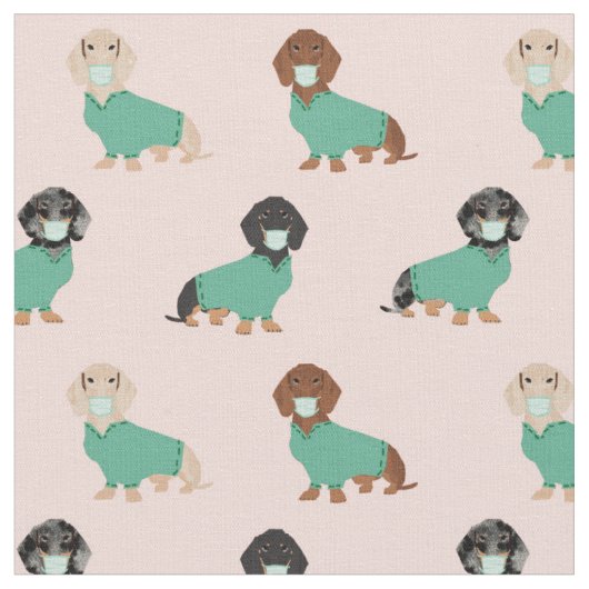 Tissu Dachshund dans les gommages rose pâle (Fermer)