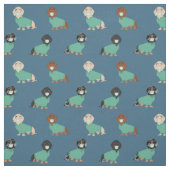 Tissu Dachshund dans les gommes bleu foncé (Échantillon)