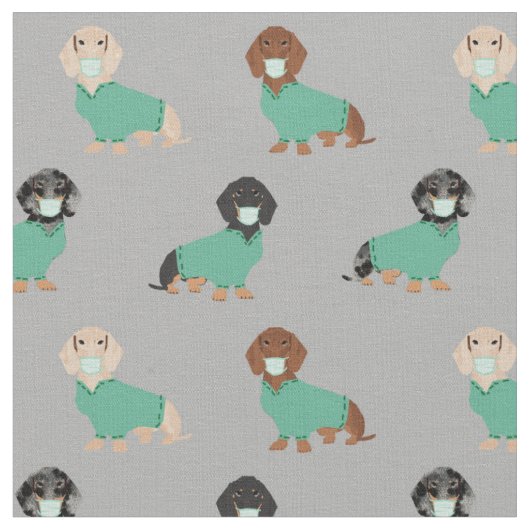 Tissu Dachshund en gris Scrubs (Fermer)