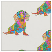 Tissu Dachshund mignon et coloré (Fermer)
