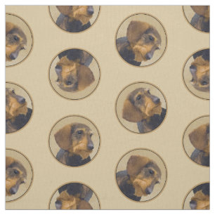Tissu Dachshund Peinture Fil cheveux noir & Tan Dog Art