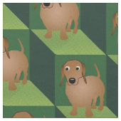 Tissu Dachshund sur les cubes verts (Fermer)
