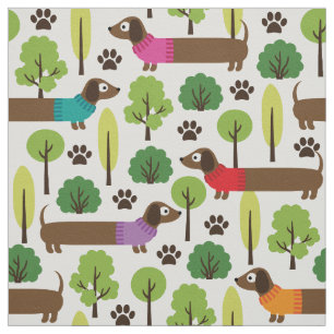 Tissu Dachshunds En Promenade Dans Le Parc