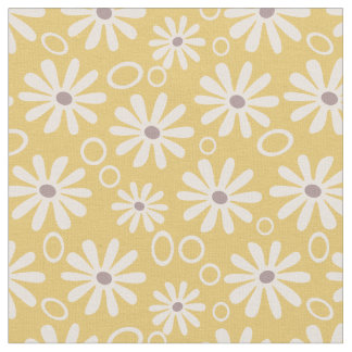 Tissu Daisées et bulles funky Jaune