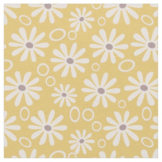 Tissu Daisées et bulles funky Jaune (Fermer)