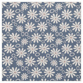 Tissu Daisies et bulles funky marine et blanc (Échantillon)