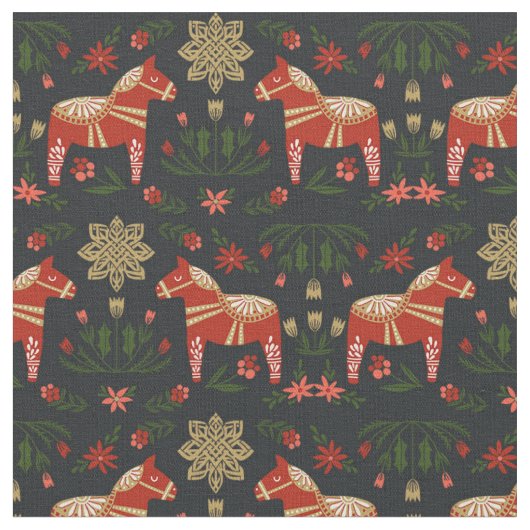 Tissu Dala Horse Noir de Noël (Fermer)