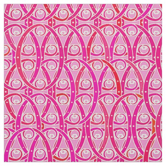 Tissu damas arabesque - fraise rose (Échantillon)