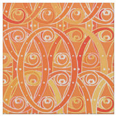 Tissu damas arabesques - orange doux et corail (Détail)