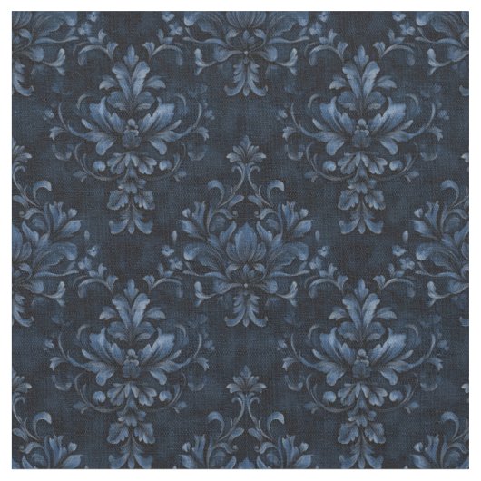 Tissu Damas bleu sur bleu foncé (Fermer)