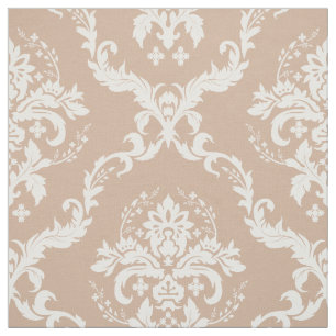 Tissu Damas Floral Blanc Tan Arrière - plan