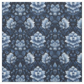 Tissu Damas floral bleu foncé (Échantillon)