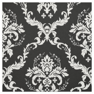 Tissu Damas florales blanches Arrière - plan noir person
