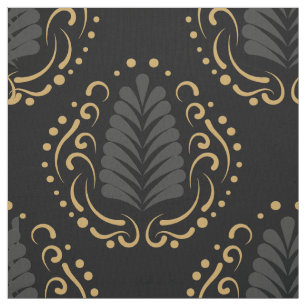 Tissu Damas Modernes Stylisées En Gris & Or
