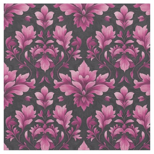 Tissu Damas rose sur noir (Fermer)