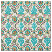Tissu Damask Floral Patterns Plum Turquoise (Échantillon)