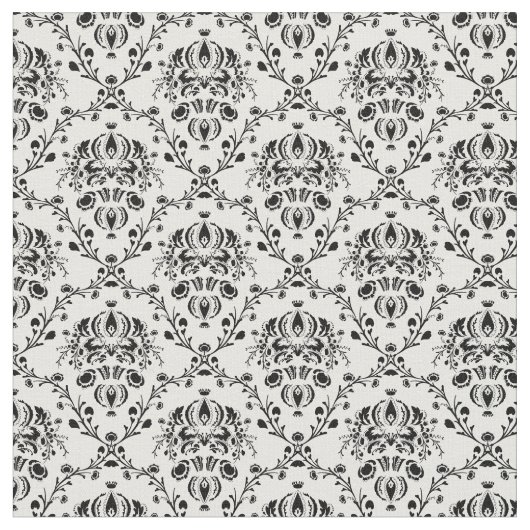 Tissu Damassé blanche et noire (Fermer)