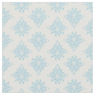 Tissu Damassé bleu ciel sur ivoire
