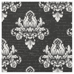 Tissu damassé botanique floral orné antique complexe