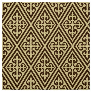 Tissu Damassé croisée médiévale - brun foncé et Tan