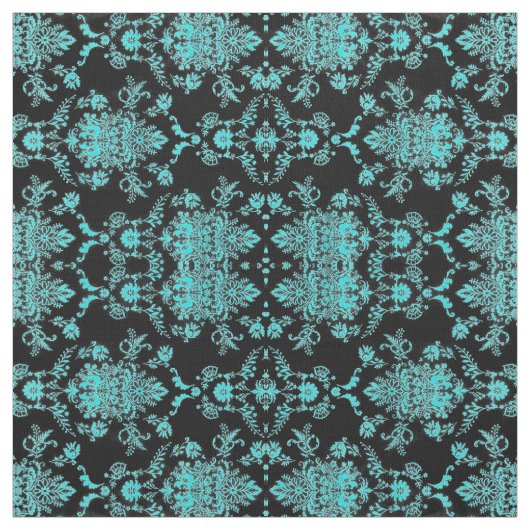 Tissu Damassé d'Aqua sur la conception chic noire (Échantillon)