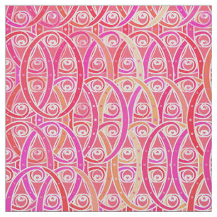 Tissu Damassé d'arabesque - nuances du rose de corail