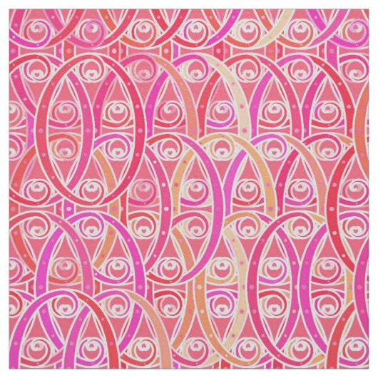 Tissu Damassé d'arabesque - nuances du rose de corail (Échantillon)