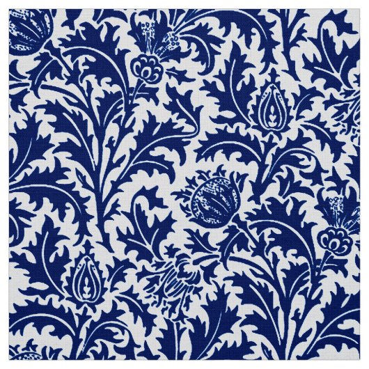 Tissu Damassé de chardon de William Morris, bleu de (Échantillon)