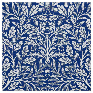 Tissu Damassé de Nouveau d'art, bleu de cobalt et blanc