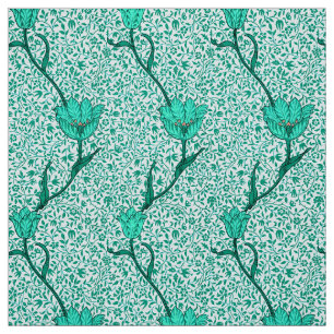 Tissu Damassé de tulipe de Nouveau d'art, turquoise