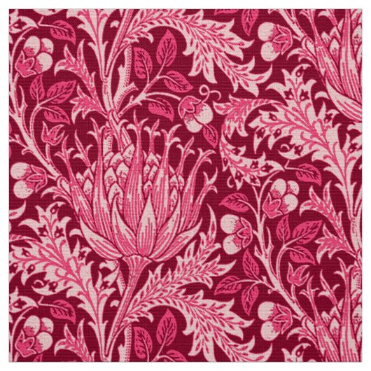 Tissu Damassé de William Morris, rose de fuchsia (Échantillon)