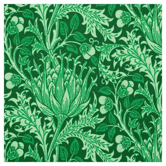 Tissu Damassé de William Morris, vert vert (Échantillon)