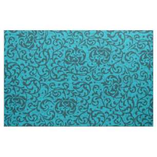 Tissu Damassé florale de turquoise de la Renaissance