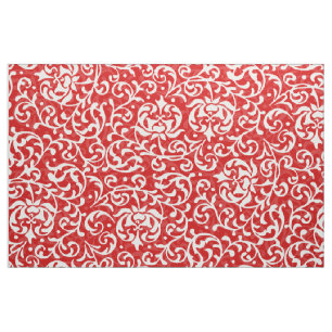 Tissu Damassé florale rouge et blanche de Noël